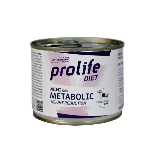 Prolife Metabolic - Alimento completo dietético para perros con trastornos metabólicos, dieta veterinaria, sabor pollo y cordero | 6 latas de 200 gramos cada una.