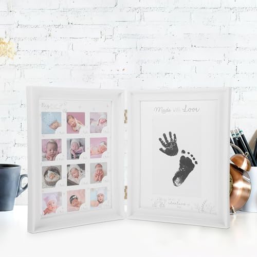 Cadre photo double rabattable pour préserver l'empreinte de bébé - 5