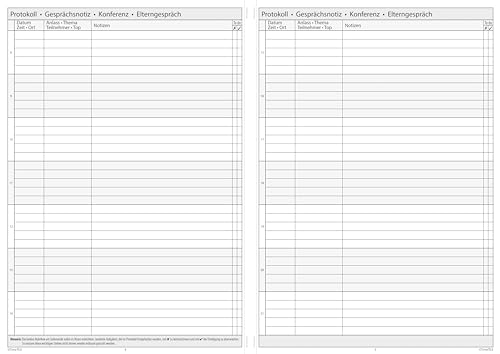 TimeTEX - Heft Schul-Notizen A4 | Zur Dokumentation von Gesprächsnotizen | Made in Germany | Inhalt: Heft mit 32 Seiten inkl. Notizen für Schul- und Fachkonferenzen, Elterngespräche uvm.