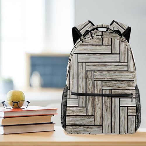 Mochila estampado de madera gris casual y multicolor de 40cm 5