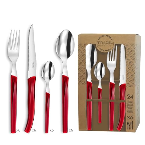 PRADEL ESSENTIEL - Coffret 24 couverts de table pour 6 personnes - Rising Sun - Acier inoxydable...