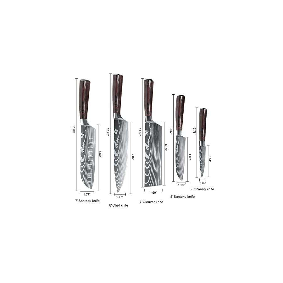 Dfito-Kitchen-Chef-Knife-Sets-35-8-Inch-Set-Boxed-Knives-440A-Stainless-Steel-Ultra-Sharp-Japanese-Knives-5-Pieces-Knife-Sets-for-Professional-Chefs Dfito Knives Set for Kitchen, 5 Piece Sharp Knife Set with High Carbon Stainless Steel, Chef Knife Set professional with Gift Box