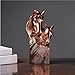 FAYERY Podwójna głowa konia złota żywica rzemiosło salon wejście TV szafka kawiarnia kreatywna dekoracja z żywicy (brązowa)