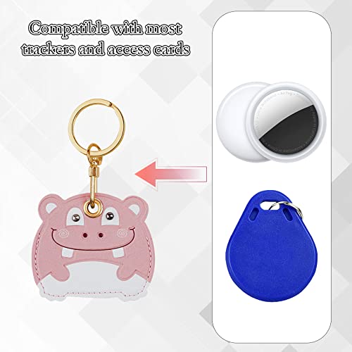 Image of Leather Keychain Case Holder Compatible with Apple AirTag, GPS Airtag Keychain Finder Tracker with Key Ring, Anti-Scratch Protective Air Tag Cover | Leather
