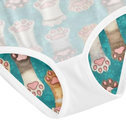 Girl Underwear, Colored Cat Paws Toddler Panties, Cotton Underwear Girls, 2T–8 Years4
