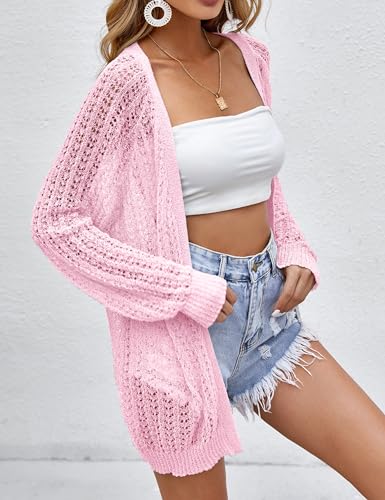 Image of Women Lightweight Cardigans Crochet Summer Boho Knit Thin Long Sleeve Cardigan