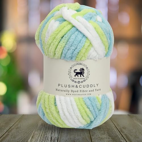 Image of NESTNHAVEN, Wool, Plush & Cuddly, Chenille Yarn Supersoft Knitting Wool Ball, (1 Ball /100 Gram Each) Multi Colour Ball Suitable for Craft, Babywear, Baby Blankets, 5 Bulky, Shade no - NNHB017