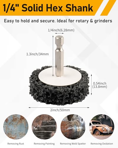 Zorunna 005-Z 2 Inch 4Pcs Quick Change Easy Strip Discs With 1/4 Inch Hex Shank, Paint Stripper Wheel thumb #3