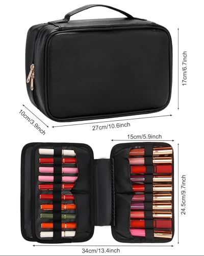 Image of Coslifestore Makeup Organizer Case with Lipstick Slots (Black)