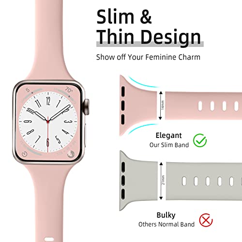 Lerobo Thin Slim Bands Compatible with Apple Watch Bands 40mm 41mm 42mm 38mm iWatch Bands Series 11 10 9 8 7 6 5 4 SE for Women Men, Soft Narrow Sport Strap Wristband by Lerobo - Image 2