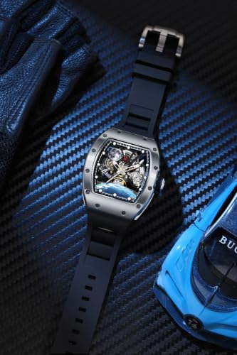 Image of ALIX AL2930 Skeleton Automatic Watch for Men Space Edition Astronaut & Moon Dial with Soft Silicone Strap