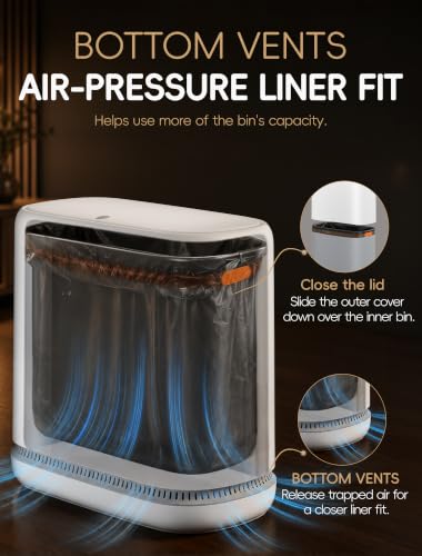 Image of Small Bathroom Trash Can with Lid, Dog Proof Slim Press Top Garbage Can, White Plastic Narrow Waste Basket, for Bathroom Bedroom Office 2 Pack Set with 4.8 Gal and 3.3 Gal