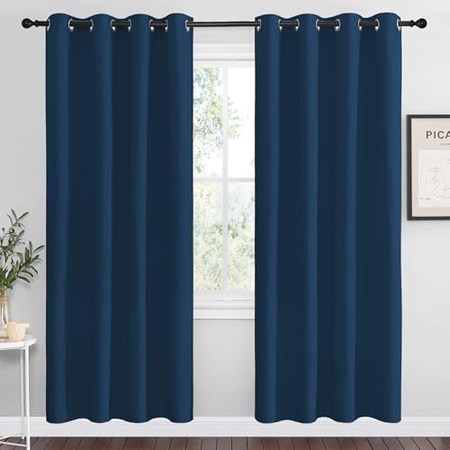 Image of NICETOWN Moroccan Blue Blackout Curtains 78 inch Long, 55 inch Wide, 2 Pieces for Office, Dining, Guest Room - Sound Reducing, Heat and Cold Block Panels for Modern Decorative