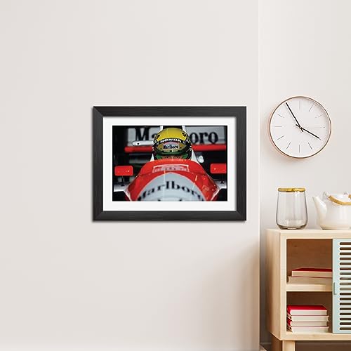 Image of TenorArts Ayrton Senna Poster F1 Driver Poster Formula One Photo Frame Painting with Matt Finish Dark Black Texture (12 inches x 9inches)
