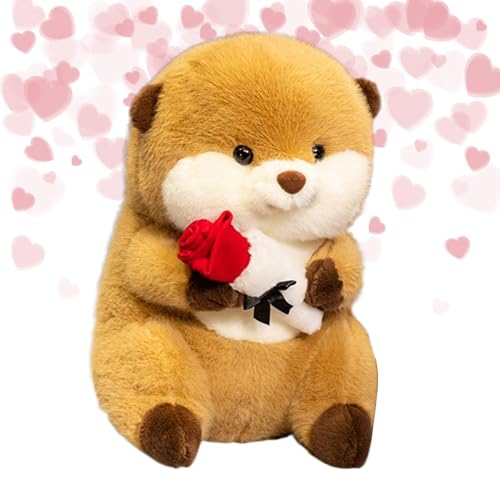 ETUCYNG Juguetes de Peluche, Juguetes de Peluche de 9,4 Pulgadas con Rosa, decoración de habitación de San Valentín, muñeca de Peluche acogedora, Juguetes de Animales para Dormitorio, Sala de