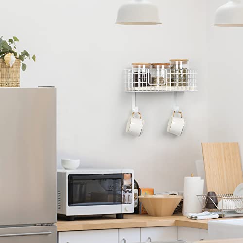 Ironing Board Hanger Wall Mount Iron Holder With Wooden Base Basket, Wall Iron Board Holder With Shelf And Hooks Laundry Organizer Racks Metal Ironing Holders Wall Mount Floating Shelves For Bathroom #TOP4