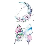 1 hoja de tatuajes faciales temporales pegatinas calcomanías mariposa flor pluma impermeable falso tatuaje pegatina para mujeres niñas muñeca realista tobillo trasero brazo duradero tatuaje pegatina