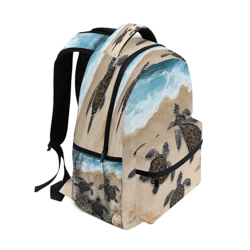 Sea Turtle Starfish Beach Backpack for School Boys Girls Adults Kids Bookbag Laptop Bag 18L2