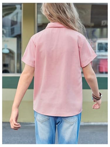 Girl's Western Shirt Floral Print Button Down Cowgirl Shirts Collared Neck Short Sleeve Casual Country Blouse2