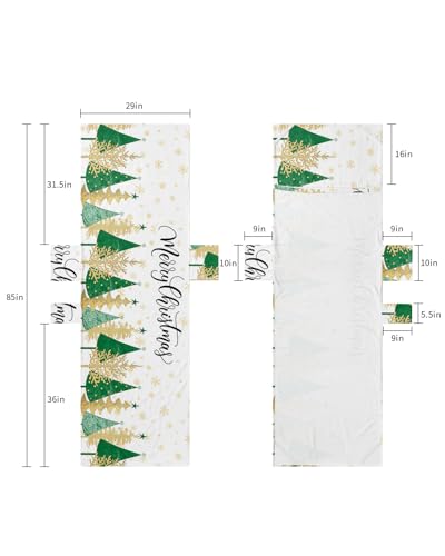 Green Yellow Christmas Tree Beach Lounge Chair Towel Cover, Soft Chaise Lounge Towel with Side Pockets Patio Pool Chairs Cover for Beach/Pool Sunbathing 29x85 Xmas Winter Snowflake