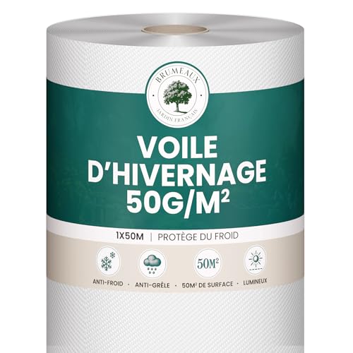 Rouleau Voile Hivernage 50m x 1m - 50g/m² - Protection Plante Hiver et Semis, Voile d'Hivernage...