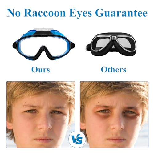 YLKJSWIM Goggles Swimming for Kids 3-12, Anti Fog Goggles Swimming, Youth Goggles Mask with Nose Cover, Uv Protection No-Leak,2 Pack