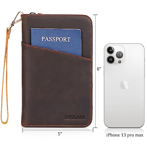 Polare Full Grain Leather Travel Passport Holder RFID Blocking Cover Case Travel Document Organizer Wallet Holders 2 Passports With YKK Zipper4