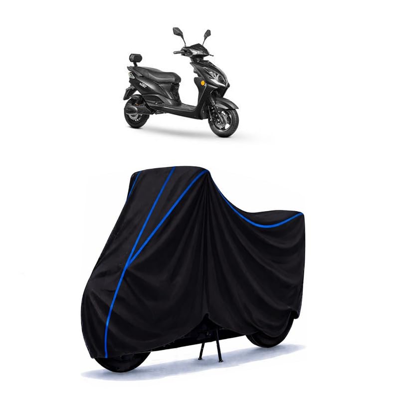 Image of Scooty Cover Water Resistant for e-Bike Gen Next Nanu Plus | Universal Scooter & Bike Cover | Heavy Duty UV Dust, Rain & Scratch Protection Weather Indoor Outdoor | Black with Blue Piping