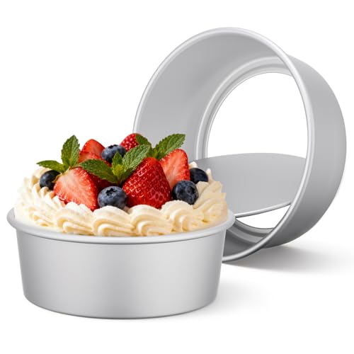 Beasea Cake Pans Removable Bottom, 8 Inch Cheesecake Baking Pan Set Of 2, Round Movable Cake Pan Aluminum Alloy Mini Cake Pan For Oven Baking