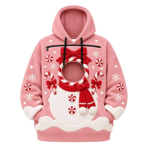 Christmas Pet Pouch Hoodie Women Men Y2K Unisex Sweat Shirt Kangaroo Pocket - image 1