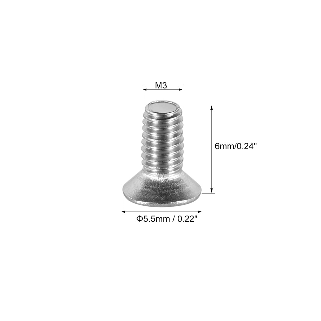 Tornillo Phillips M6 X 10 A2 De Acero Inoxidable De Cabeza Plana, 100 Piezas