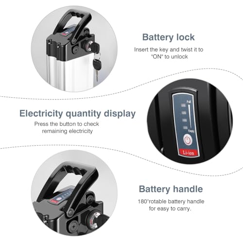 Image of Silverfish 48V E-Bike Battery 12.5Ah Lithium Ion Pack with 30A BMS for 700W-800W Motors, 600Wh High Capacity Downtube Battery Compatible with Most Electric Bicycles and Mountain Bikes (HA030-01)