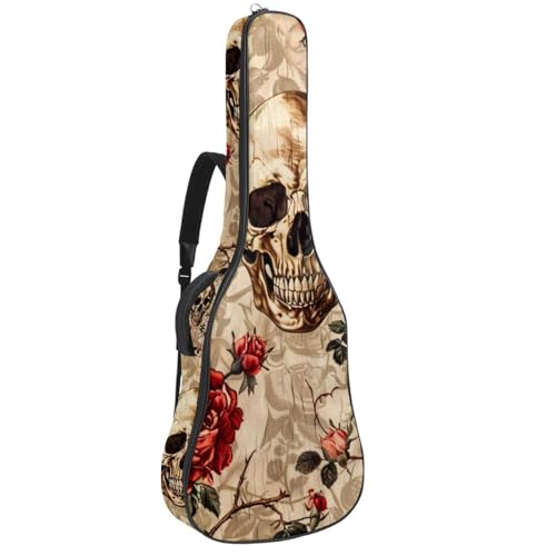 Sac pour guitare acoustique rétro rouge à motif crâne housse pour basse et électrique 42.9"
