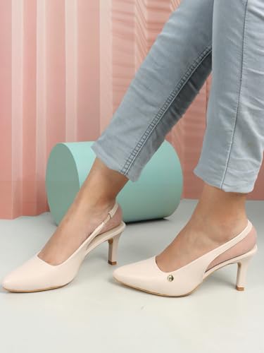 Image of ELLE Women Stylish and elegant Slingback Kitten Heel Mule Sandal