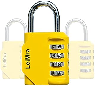 LeiMra 4 Digit Combination Padlock Outdoor Heavy Duty Secure and Weatherproof for Fence Gate Sheds, Gym, School, Garage Door, Toolbox