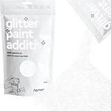 Hemway Glitter Paint Additive Crystals for Acrylic Emulsion Paint, Interior & Exterior Walls, Wood, Varnish, Matt, Gloss, Furniture 100g / 3.5oz - Fine (1/64' 0.015' 0.4mm) - White Iridescent