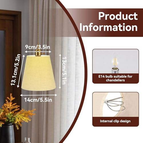Small Lamp Shade, Set of 6 Clip on Lamp Shade Fabric Lampshade Small Lamp Shades for Table Lamps Wall Lamp Replacement for Home Bedroom - Image 2
