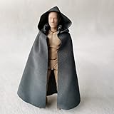 SSbeauty M 1/12 Scale Fabric Cape Cloak with Hat for 6' 1:12 Body Action Figure Clothes（no Figure (Gray Cloak)
