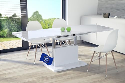 Mazzoni Aston Couchtisch ausziehbar höhenverstellbar 120/200cm in Weiß Hochglanz modern vielseitig Wohnzimmertisch Esstisch Beistelltisch Sofatisch platzsparend hochwertig Wohnzimmer Mazzoni Aston Couchtisch ausziehbar höhenverstellbar 120/200cm in Weiß Hochglanz modern vielseitig Wohnzimmertisch Esstisch Beistelltisch Sofatisch platzsparend hochwertig Wohnzimmer