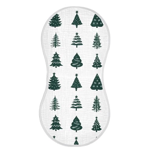 4 Pack Baby Burp Cloths, Soft Absorbent Burping Cloths for Babies, Cotton Milk Spit Up Rags, Large Size for Newborns, Baby Boys and Girls (Xmas Trees Set)