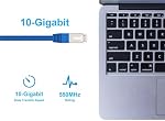 Monoprice Entegrade Cat6A Ethernet Patch Cable - Network Internet Cord - Zeroboot RJ45, Stranded, 550Mhz, STP, Pure Bare Copper Wire, 10G, 26AWG, 7', Blue
