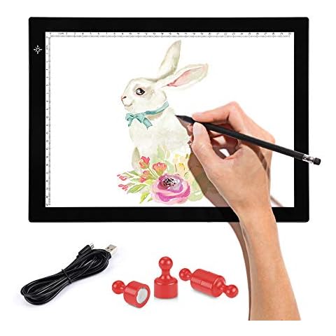 SAMTIAN LED Leuchttisch A4, Licht Pad stufenlos dimmbare LED Leuchtplatte Ultradünn Lightpad Leuchtkasten Cover