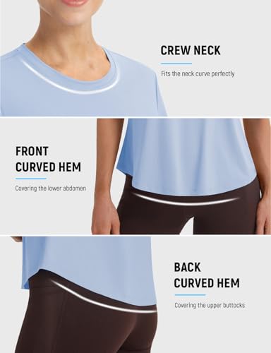 Image of baleaf Women Ice Cooling Running Shirts Quick Dry Short Sleeve Tops | Breathable, Lightweight, Moisture Wicking, Stretchy, Loose Fit, UPF 50+, for Workout, Gym, Athletic, Tennis, Yoga