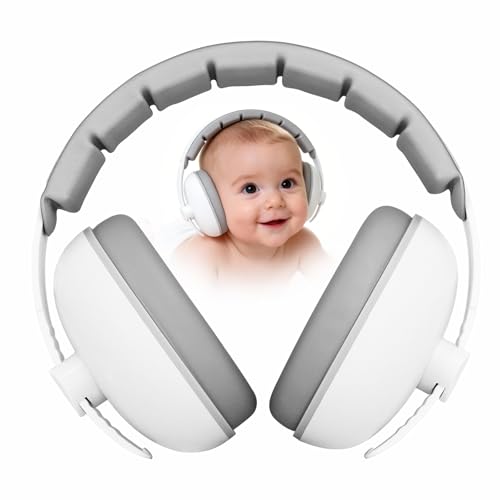 PLANTURECO Baby Headphones for Noise Protection - Infant Ear Muffs Noise Protection - Toddler Noise Cancelling Headphones - Baby Ear Protection for 0 to 36 Months, Adjustable - White