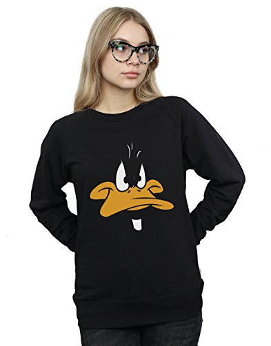 Image of LOONEY TUNES Women's Daffy Duck Big Face Sweatshirt Small Black