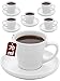 Juego de 6 Tazas de Cafe Espresso Blancas - Con Platos - Ceramica Blanca - Apto para Lavavajillas y Microondas - 70ml