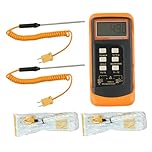 HEIBTENY Thermometer Legionella Testing Kit, K-Type Dual Channel Digital Thermocouple Thermometer 6802 II With 4 Probes For HVAC, For BGA, Industrial Temperature Measurement