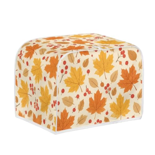 Image of Talayituse Maple Leaf Autumn Print 4 Slice Toaster Dust Covers Kitchen Small Appliance Cover, Stain Resistant Dust Protection Bread Machine Cover with Top Handle Autumn Decor, L