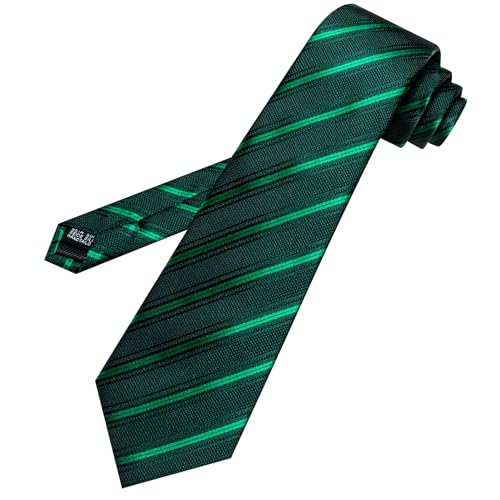Image of Barry.Wang Silk Men Ties Formal Stripes Necktie and Tie Clip for Wedding Party Business Fashion Classic