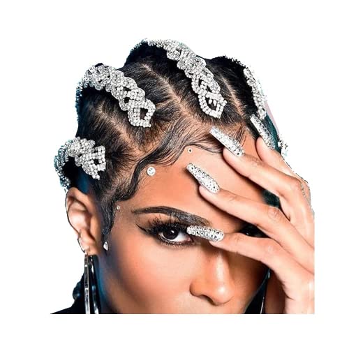 STONEFANS 3pc Rhinestone Braid Headband Silver Crystal Headwear Jewelry Hip Hop Long Hair Accessories for Women Costume Party Gift (Rose Gold) 12.59 in 100 count